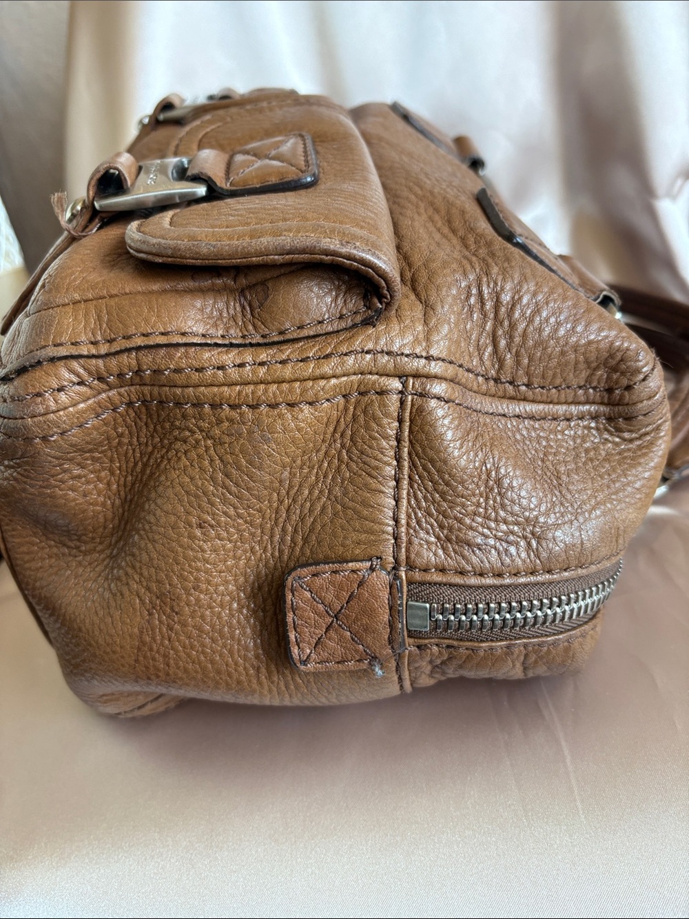 VTG Michael Kors Brown Leather Satchel 12”x 8” 5” - Picture 5 of 11